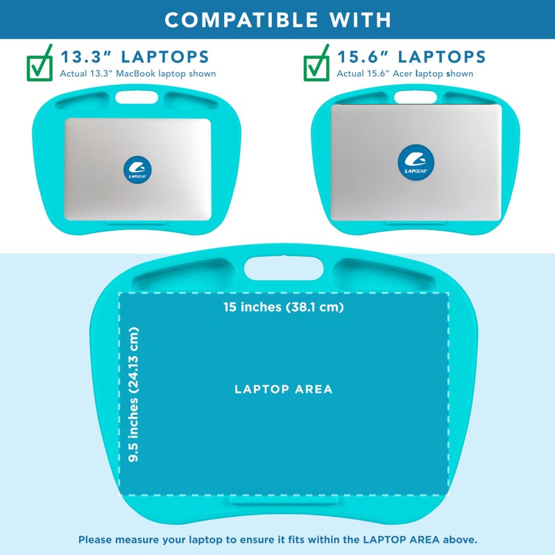 LAPGEAR MyDesk Lap Desk with Device Ledge and Phone Holder - Turquoise - Fits up to 15.6 Inch Laptops - Style No. 44449 - Image 3
